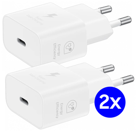 Originele Samsung 25W Energy Efficiency USB-C Adapter Duo Pack Wit