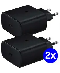 Originele Samsung 45W Power Adapter USB-C Adapter 5A Duo Pack Zwart afbeelding