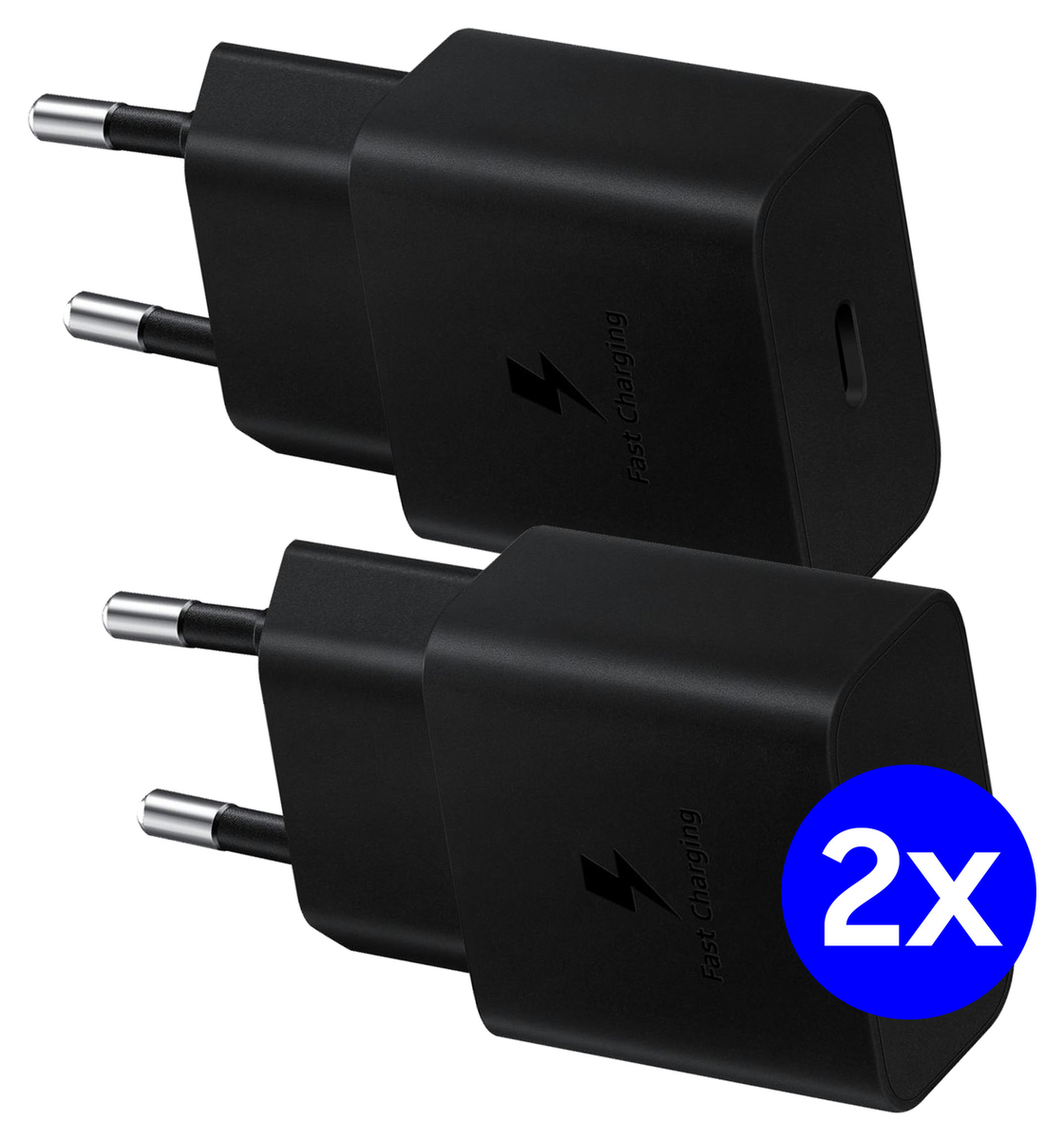 Originele Samsung 15W PD Power Adapter USB-C Oplader Duo Pack Zwart afbeelding 1