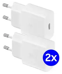 Originele Samsung 15W PD Power Adapter USB-C Oplader Duo Pack Wit afbeelding