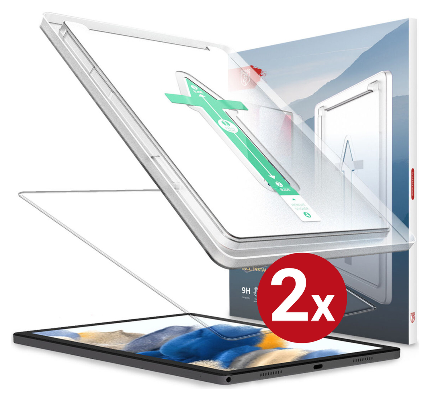 Duo pack Rosso Samsung Galaxy Tab A8 Tempered Glass Installatietray afbeelding 12