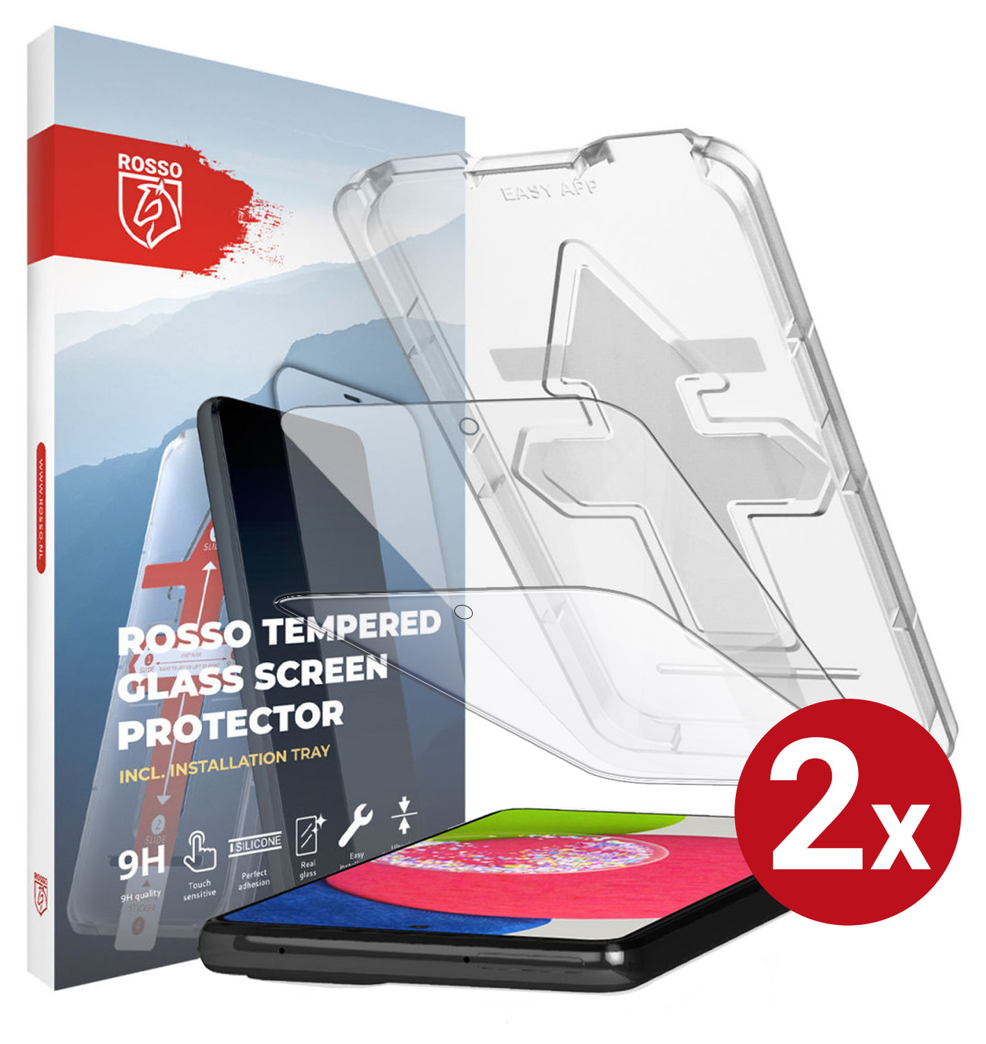 Rosso Samsung Galaxy A52S/A52 Tempered Glass met Installatietray (2-Pack) afbeelding 1