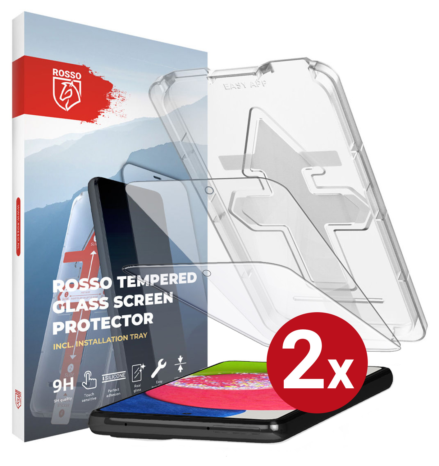 Rosso Samsung Galaxy A52S/A52 Tempered Glass met Installatietray (2-Pack) afbeelding 9