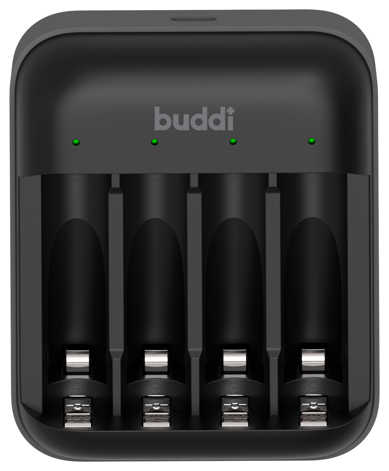 Buddi Battery Charger AA + AAA Batterij USB-C Oplader 4 Stuks Zwart afbeelding 1