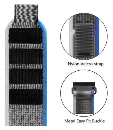 Universeel Smartwatch Bandje 22MM - Nylon - Trail Loop - Blauw afbeelding 3