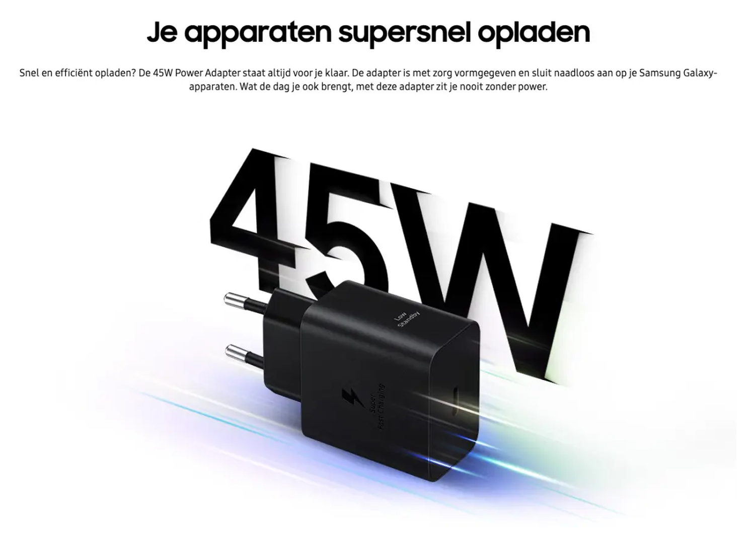 Originele Samsung 45W Efficiency Adapter met USB-C Kabel 1.8 Meter 5A Wit afbeelding 3