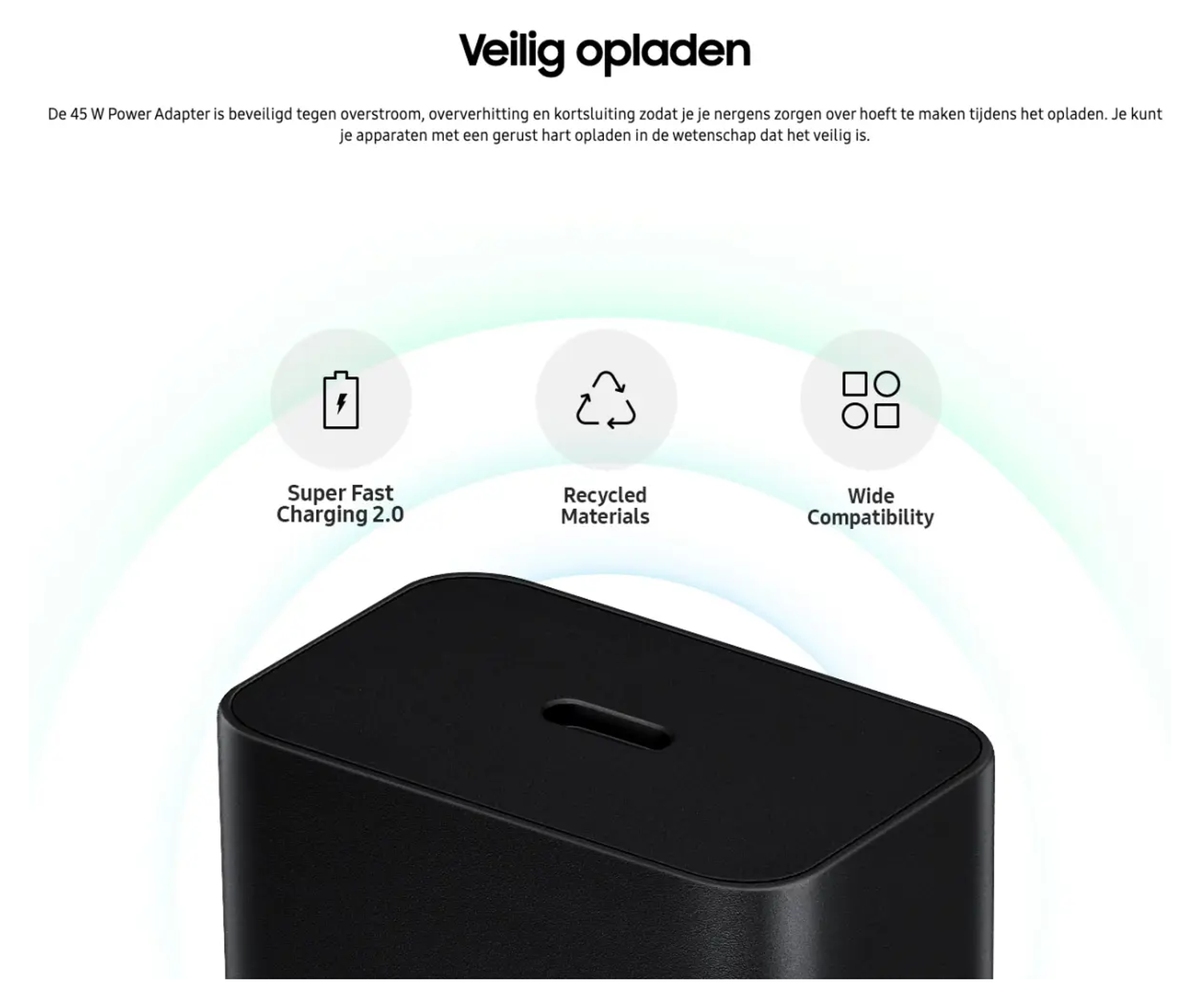 Originele Samsung 45W Efficiency Adapter met USB-C Kabel 1.8 Meter 5A Wit afbeelding 4