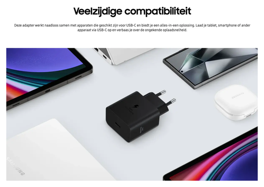Originele Samsung 45W Efficiency Adapter met USB-C Kabel 1.8 Meter 5A Wit afbeelding 6
