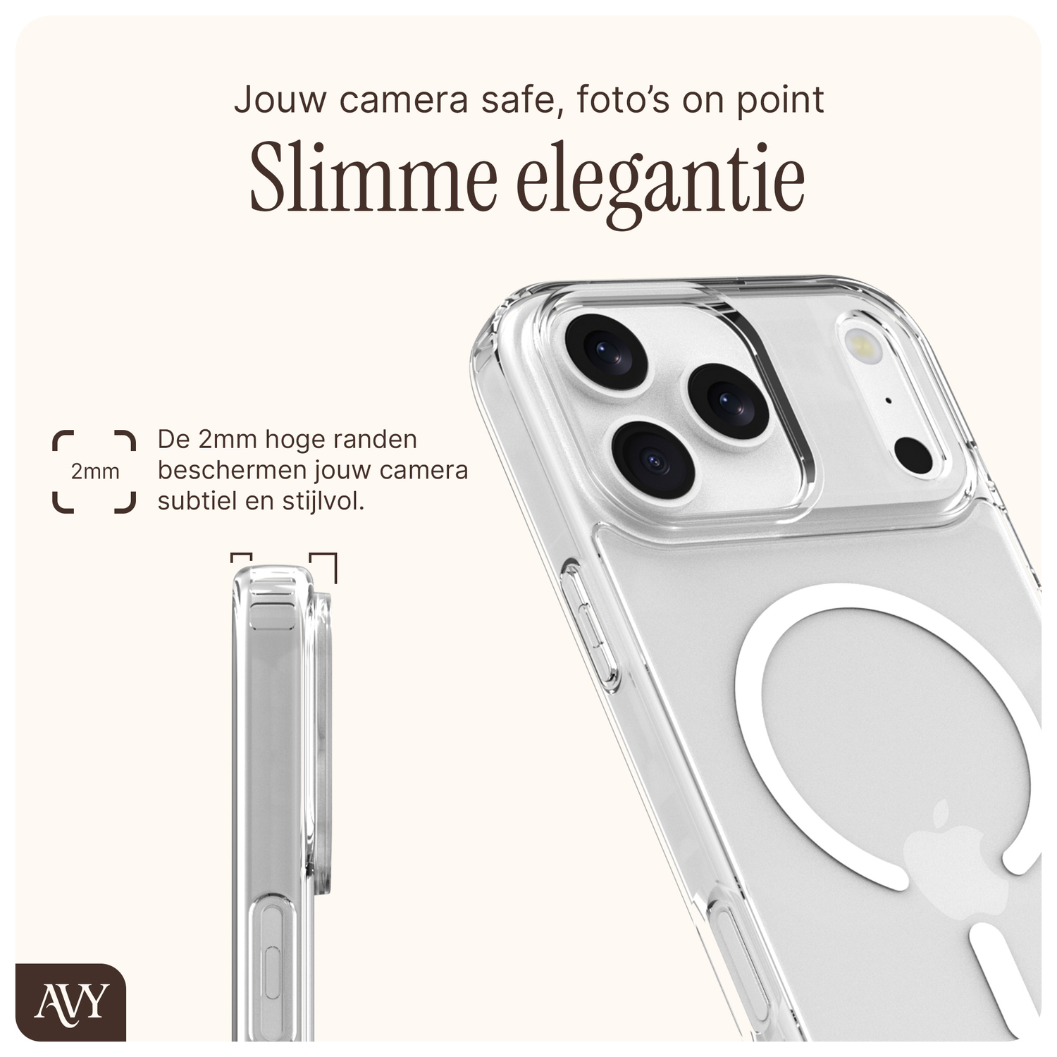 AVY Apple iPhone 17 Pro Hoesje met Koord Haakjes MagSafe Transparant afbeelding 2