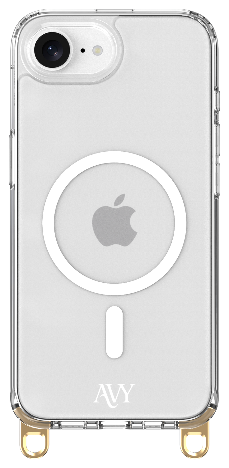 AVY Apple iPhone 16e Hoesje met Koord Haakjes MagSafe Transparant afbeelding 1