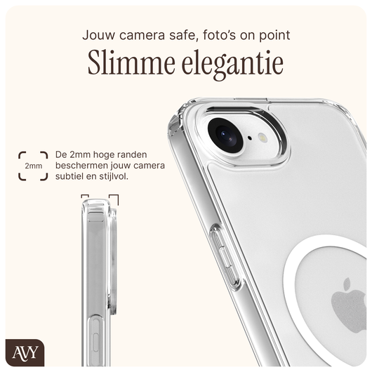 AVY Apple iPhone 16e Hoesje met Koord Haakjes MagSafe Transparant afbeelding 2