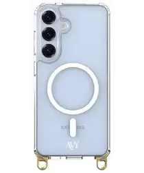 AVY Samsung Galaxy S25 / S24 Hoesje met Koord Haakjes MagSafe Transparant afbeelding