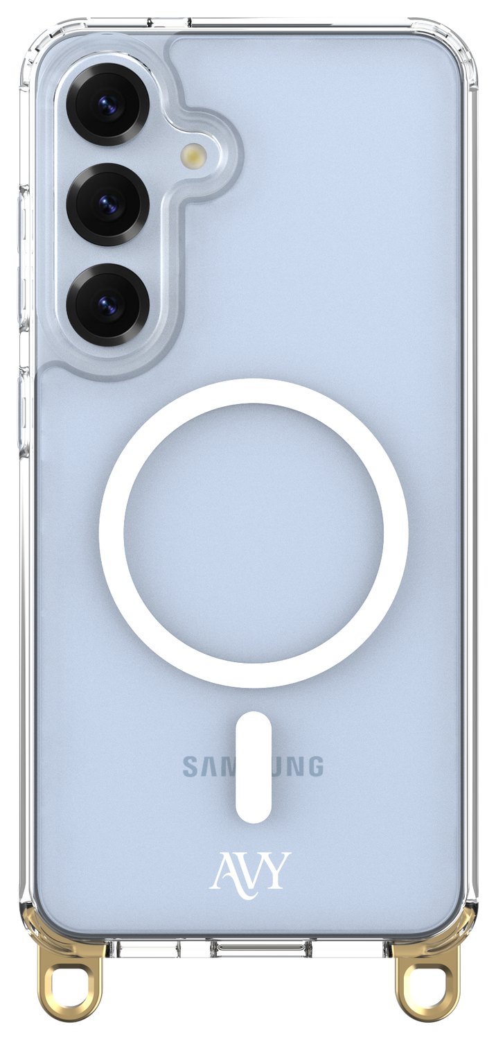 AVY Samsung Galaxy S25 / S24 Hoesje MagSafe met Koord Haakjes Transparant afbeelding 1