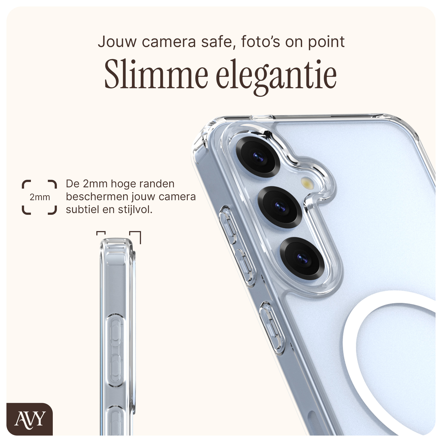 AVY Samsung S25 Plus / S24 Plus Hoesje met Koord Haakjes MagSafe Transparant afbeelding 2