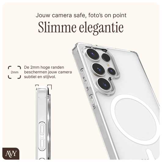 AVY Samsung Galaxy S25 Ultra Hoesje met Koord Haakjes MagSafe Transparant afbeelding 2