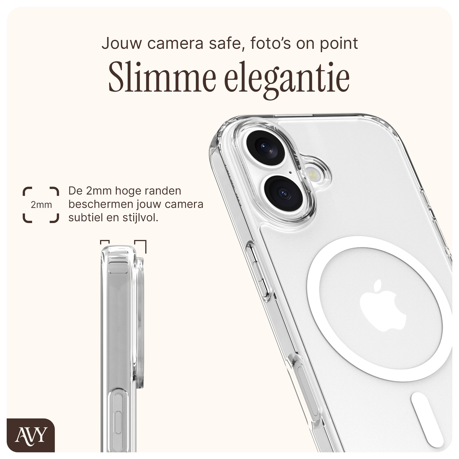 AVY Apple iPhone 16 Hoesje met Koord Haakjes MagSafe Transparant afbeelding 2