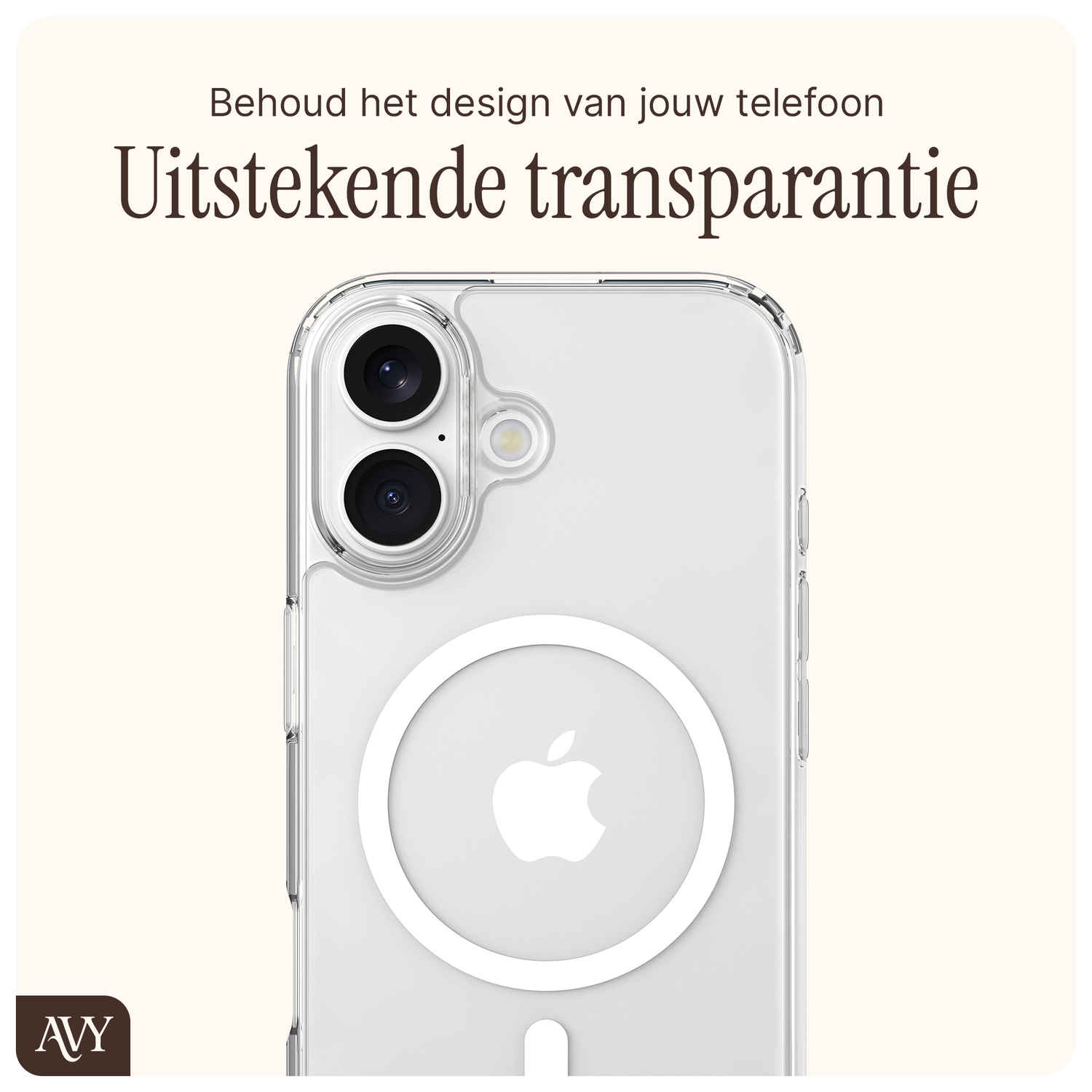 AVY Apple iPhone 16 Hoesje met Koord Haakjes MagSafe Transparant afbeelding 4