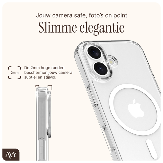 AVY Apple iPhone 16 Hoesje met Koord Haakjes MagSafe Transparant afbeelding 2