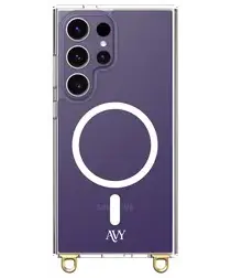 AVY Samsung Galaxy S24 Ultra Hoesje met Koord Haakjes MagSafe Transparant afbeelding