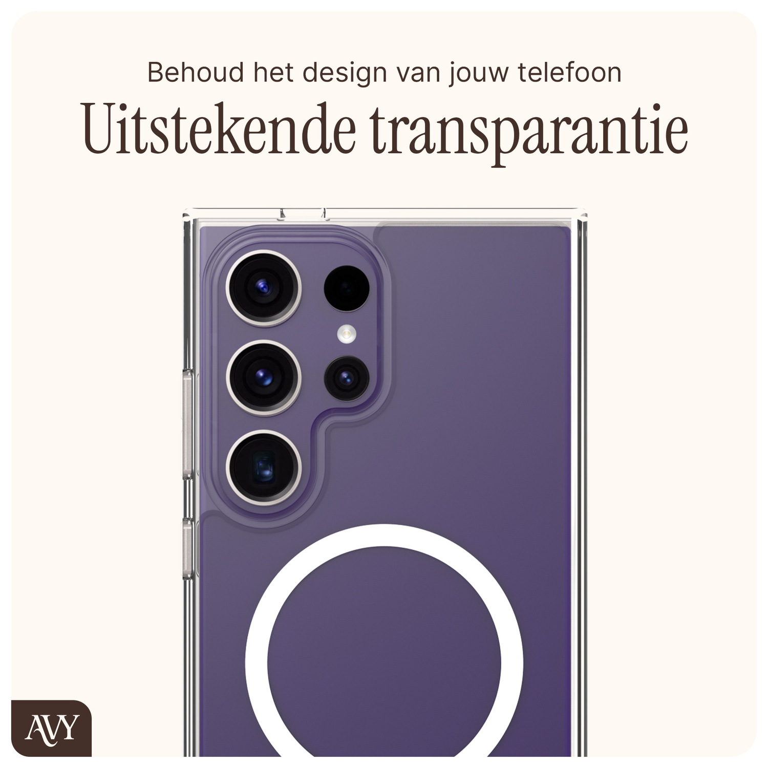 AVY Samsung Galaxy S24 Ultra Hoesje met Koord Haakjes MagSafe Transparant afbeelding 4