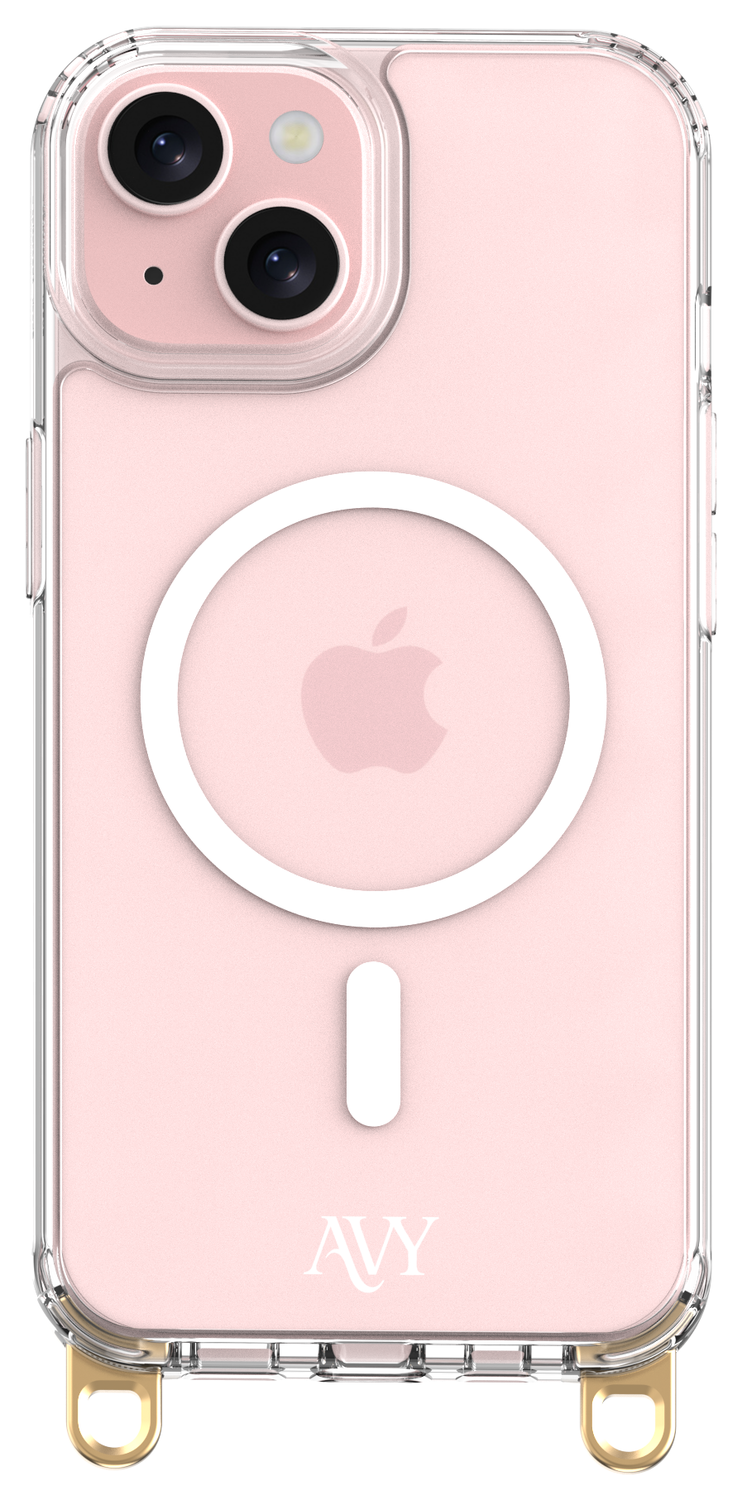AVY Apple iPhone 15 Hoesje met Koord Haakjes MagSafe Transparant afbeelding 1