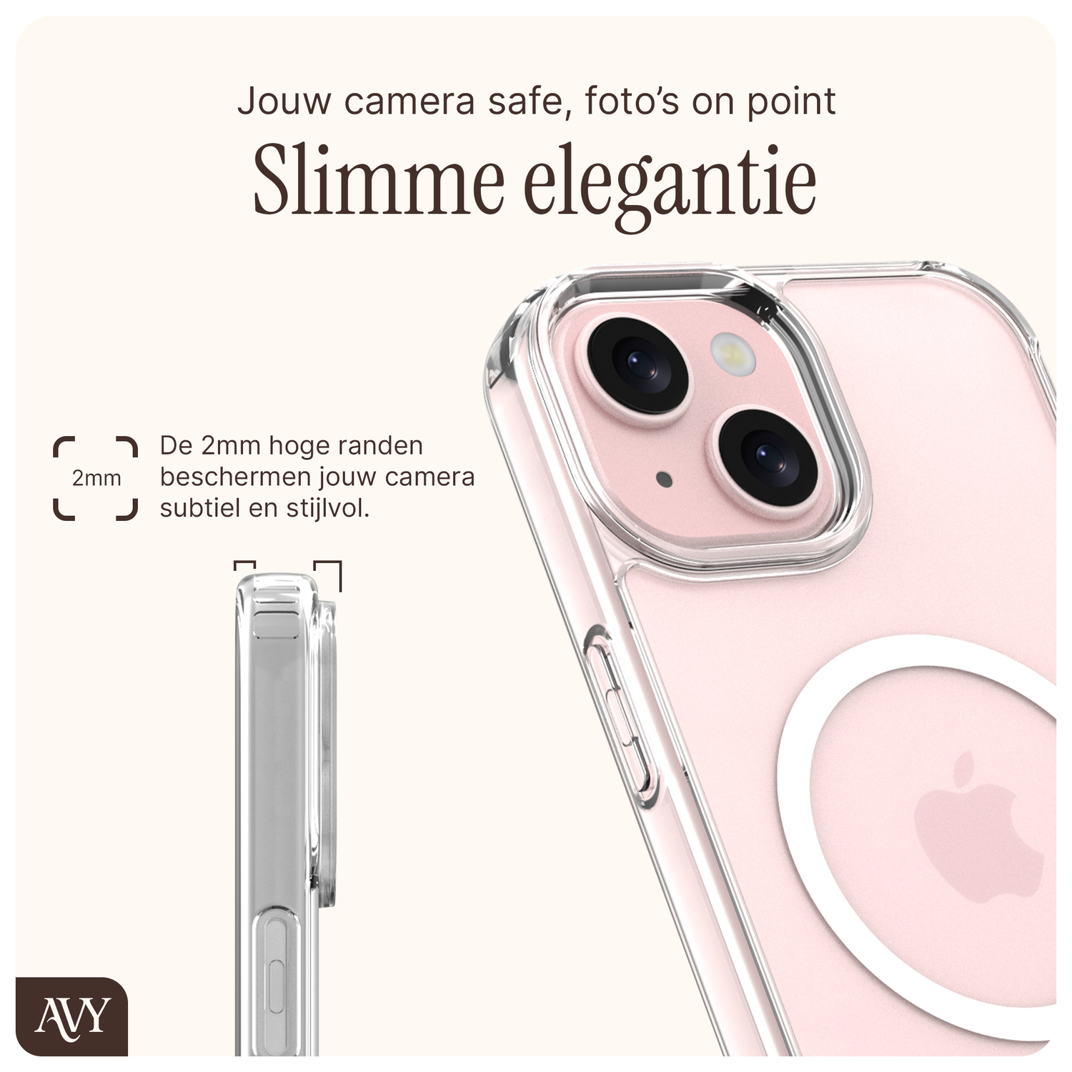 AVY Apple iPhone 15 Hoesje met Koord Haakjes MagSafe Transparant afbeelding 4