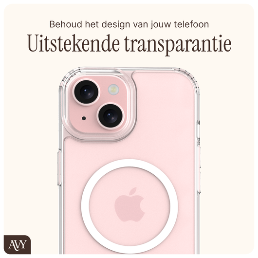 AVY Apple iPhone 15 Hoesje met Koord Haakjes MagSafe Transparant afbeelding 5