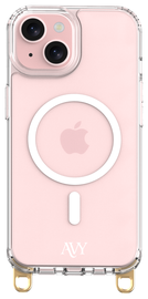 AVY Apple iPhone 15 Hoesje met Koord Haakjes MagSafe Transparant