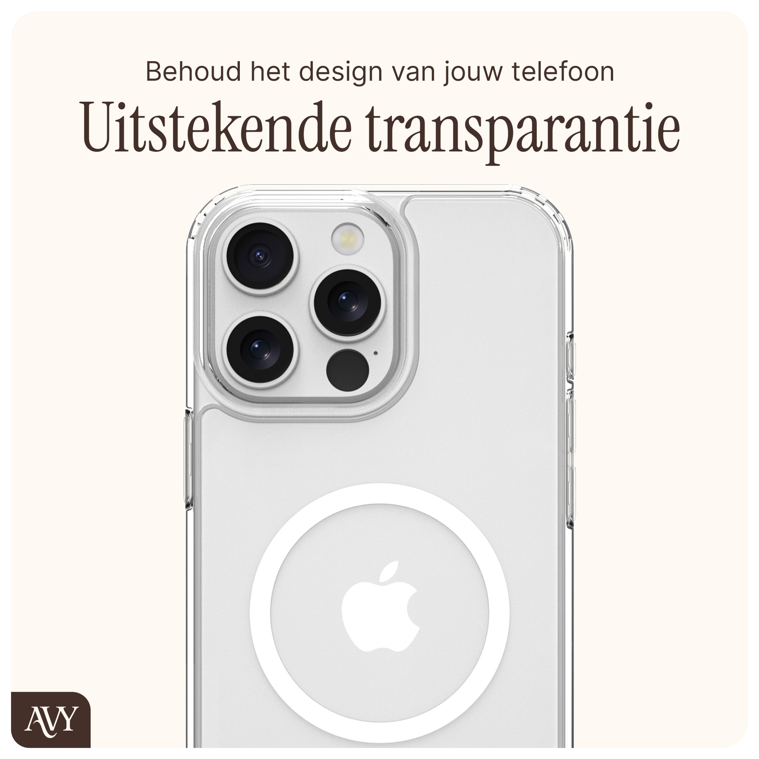 AVY Apple iPhone 15 Pro Hoesje met Koord Haakjes MagSafe Transparant afbeelding 4