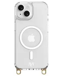 AVY Apple iPhone 14 / 13 Hoesje met Koord Haakjes MagSafe Transparant afbeelding