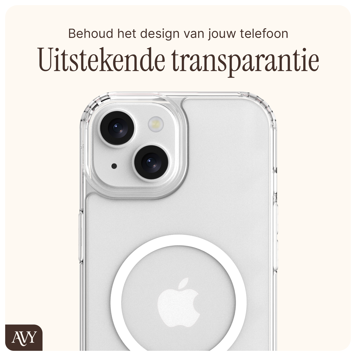 AVY Apple iPhone 14 / 13 Hoesje met Koord Haakjes MagSafe Transparant afbeelding 3