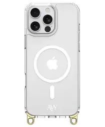 AVY Apple iPhone 14 Pro Max Hoesje met Koord Haakjes MagSafe Transparant afbeelding