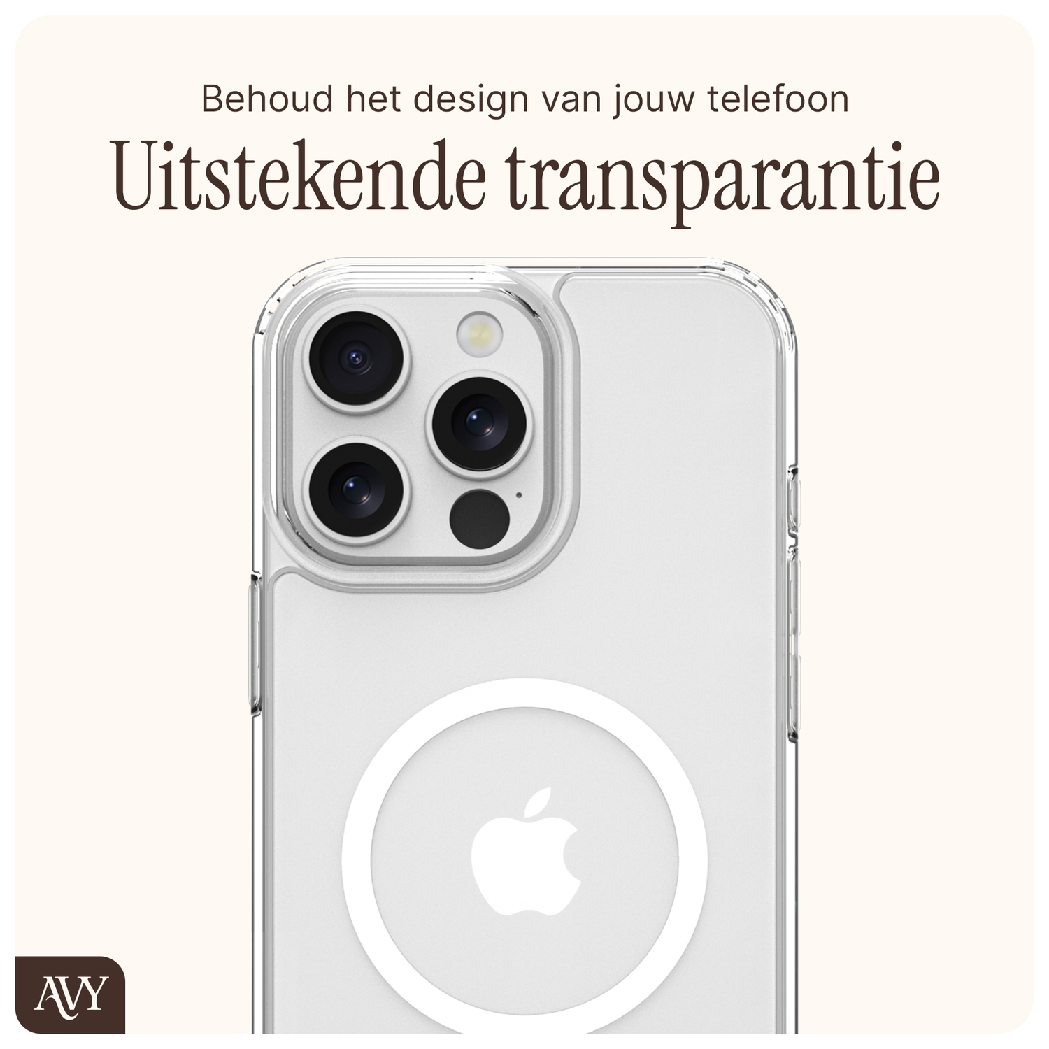 AVY Apple iPhone 13 Pro Max Hoesje met Koord Haakjes MagSafe Transparant afbeelding 3