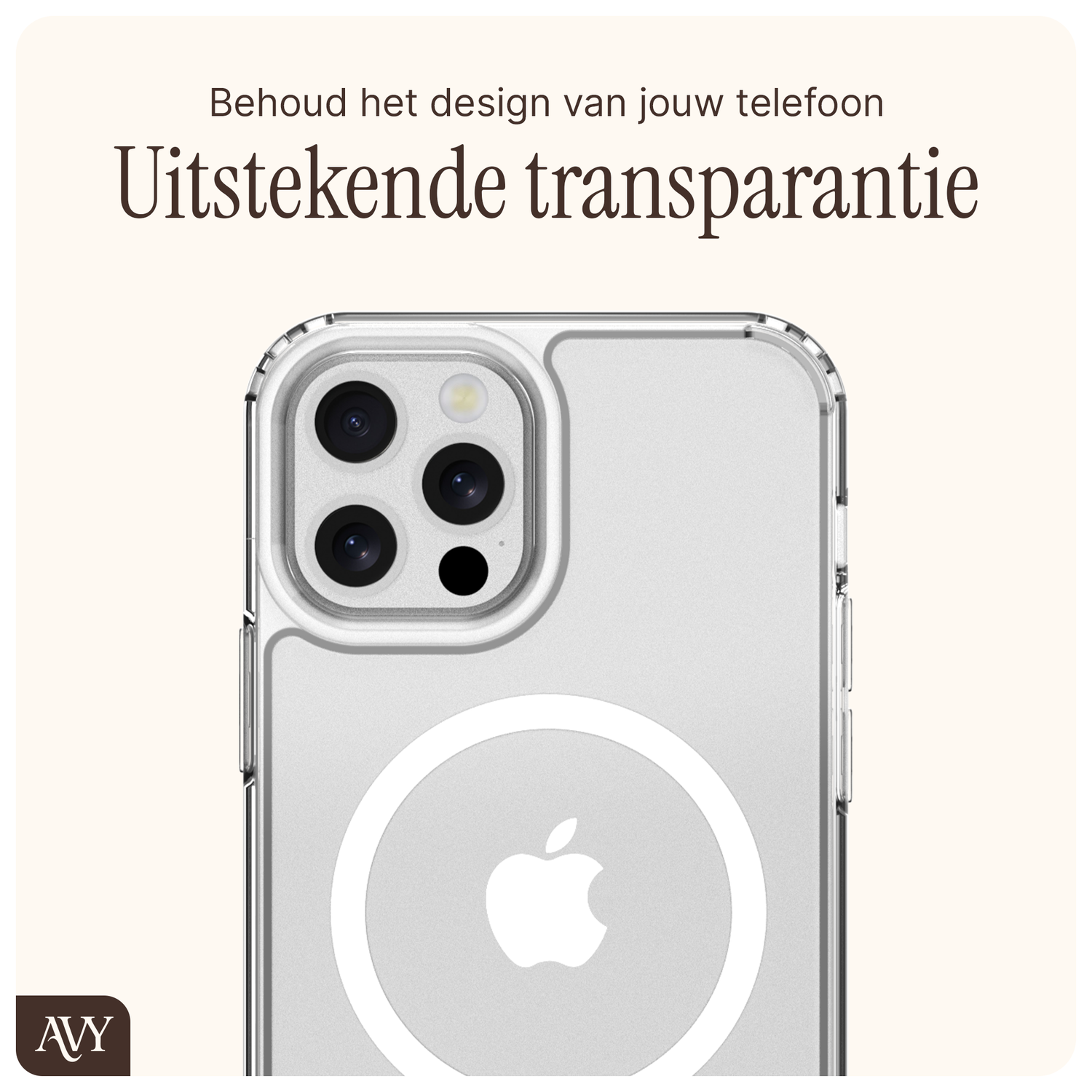 AVY Apple iPhone 12 Pro Max Hoesje met Koord Haakjes MagSafe Transparant afbeelding 3