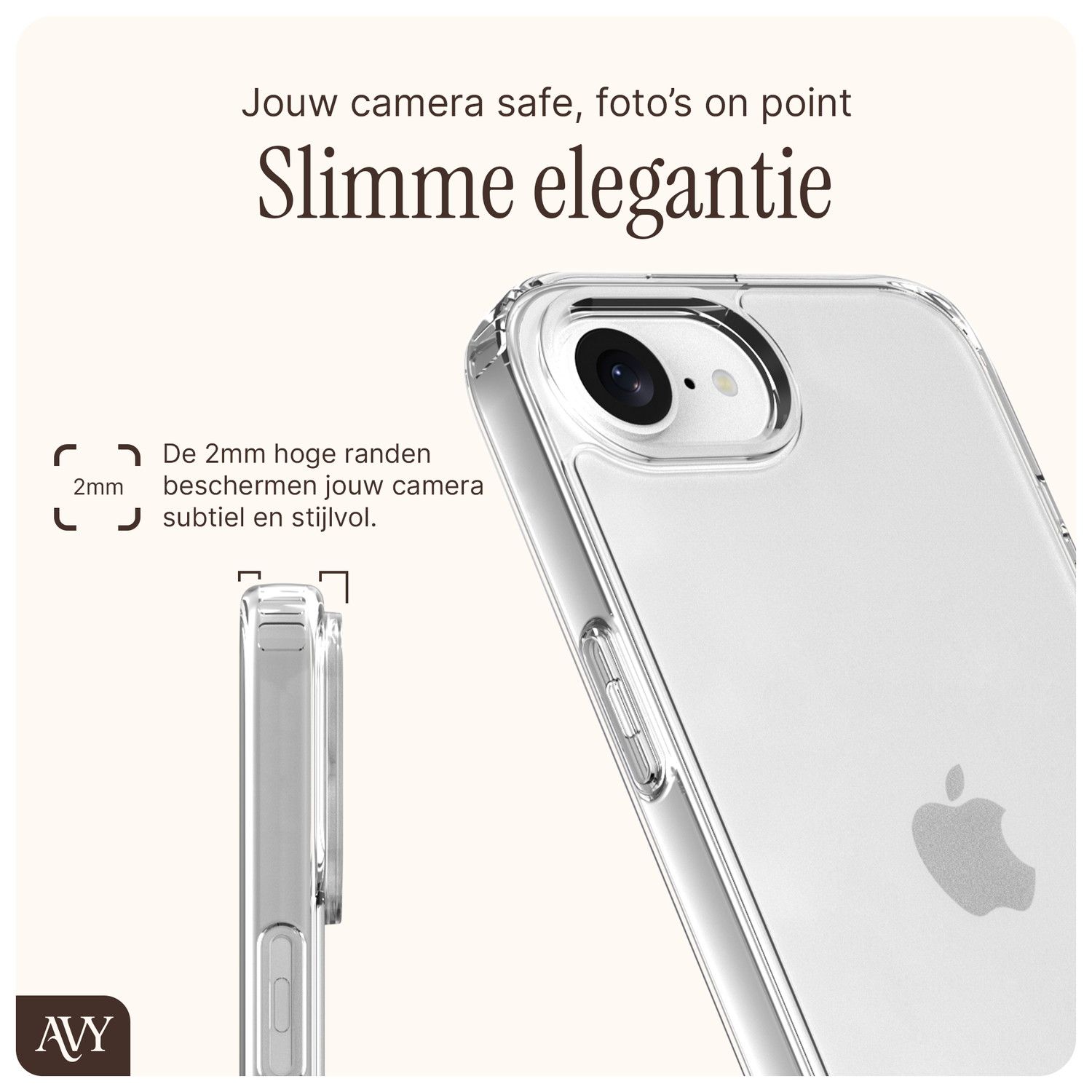 AVY Apple iPhone 16e Hoesje met Koord Haakjes Transparant afbeelding 2