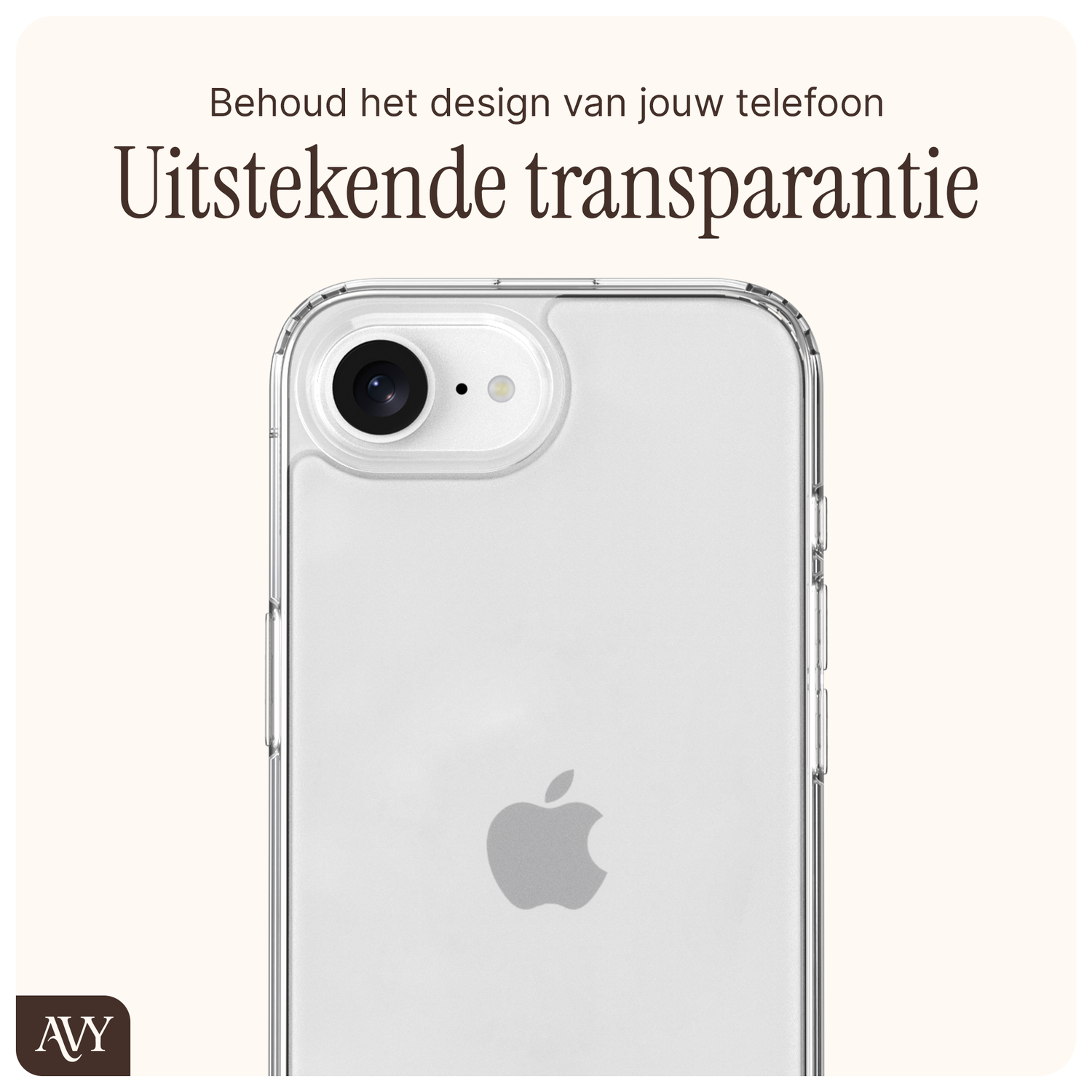 AVY Apple iPhone 16e Hoesje met Koord Haakjes Transparant afbeelding 3