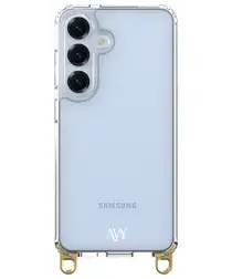 AVY Samsung Galaxy S25 / S24 Hoesje met Koord Haakjes Transparant afbeelding