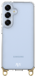 AVY Samsung Galaxy S25 Plus / S24 Plus Hoesje met Koord Haakjes Transparant