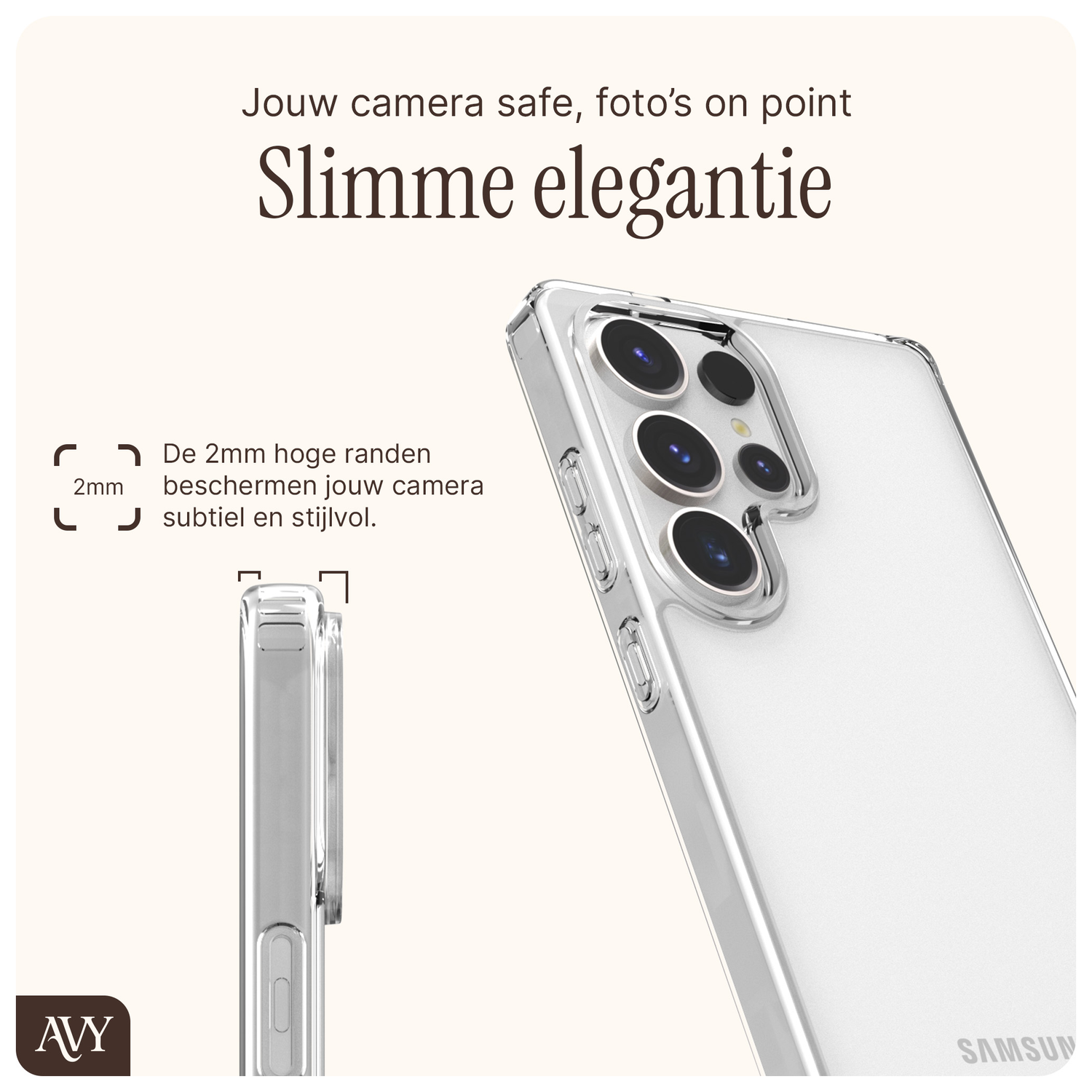 AVY Samsung Galaxy S25 Ultra Hoesje met Koord Haakjes Transparant afbeelding 2