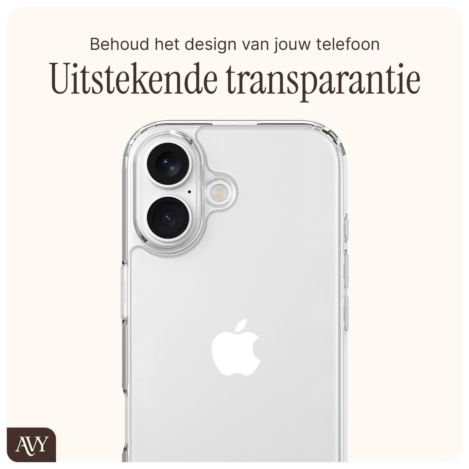AVY Apple iPhone 16 Hoesje met Koord Haakjes Transparant afbeelding 4