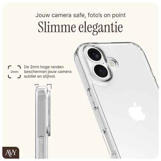 AVY Apple iPhone 16 Hoesje met Koord Haakjes Transparant afbeelding 2