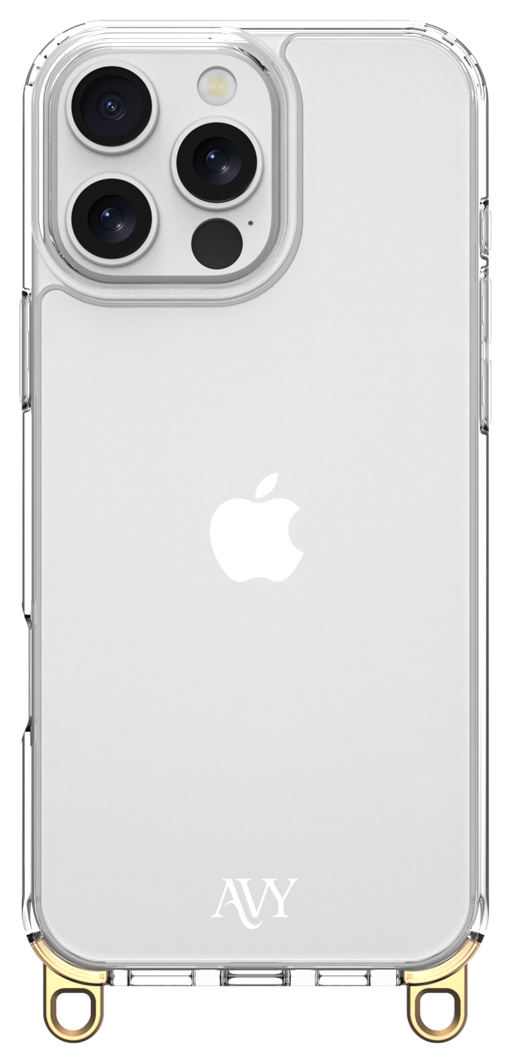 AVY Apple iPhone 16 Pro Max Hoesje met Koord Haakjes Transparant afbeelding 1