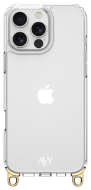 AVY Apple iPhone 16 Pro Max Hoesje met Koord Haakjes Transparant