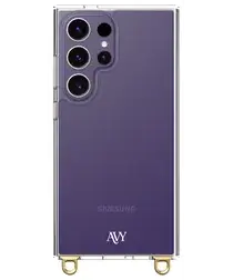 AVY Samsung Galaxy S24 Ultra Hoesje met Koord Haakjes Transparant afbeelding