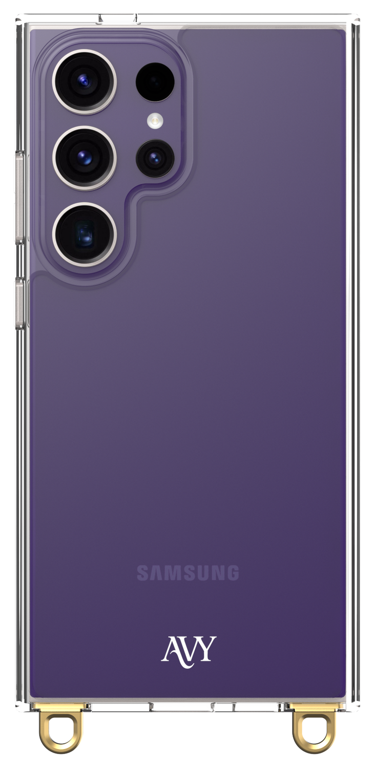 AVY Samsung Galaxy S24 Ultra Hoesje met Koord Haakjes Transparant afbeelding 1