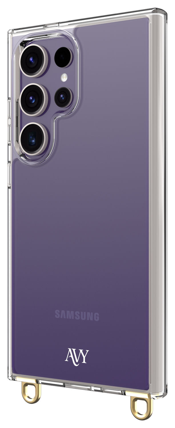 AVY Samsung Galaxy S24 Ultra Hoesje met Koord Haakjes Transparant afbeelding 8