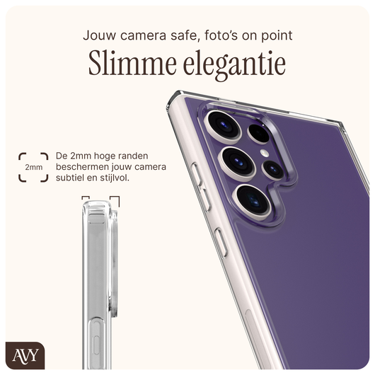 AVY Samsung Galaxy S24 Ultra Hoesje met Koord Haakjes Transparant afbeelding 2