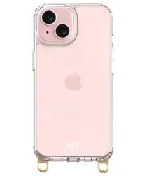 AVY Apple iPhone 15 Hoesje met Koord Haakjes Transparant afbeelding