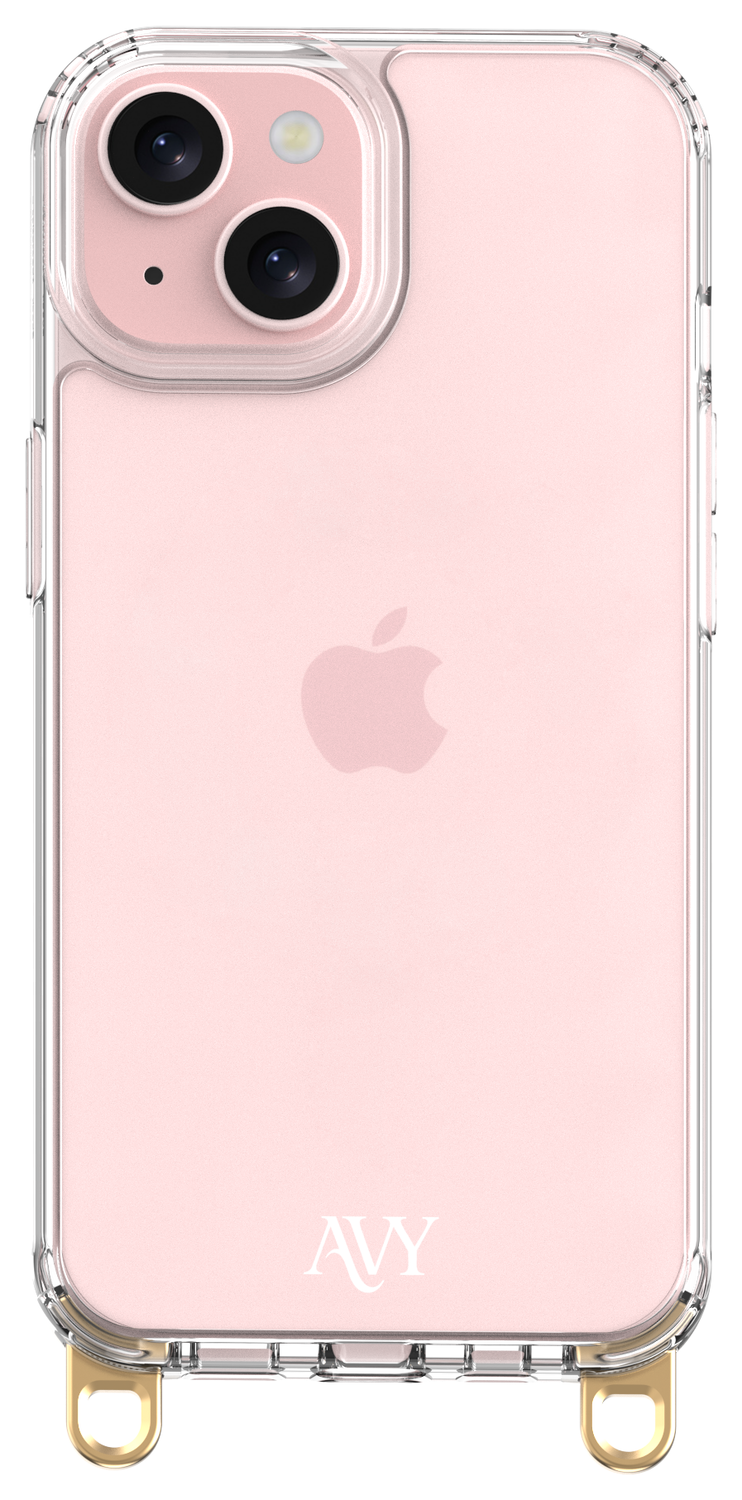 AVY Apple iPhone 15 Hoesje met Koord Haakjes Transparant afbeelding 1