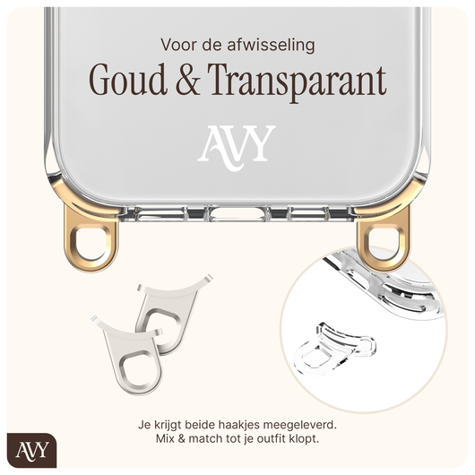 AVY Apple iPhone 15 Pro Max Hoesje met Koord Haakjes Transparant afbeelding 5